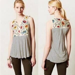 Anthropologie Flower Crown Tank